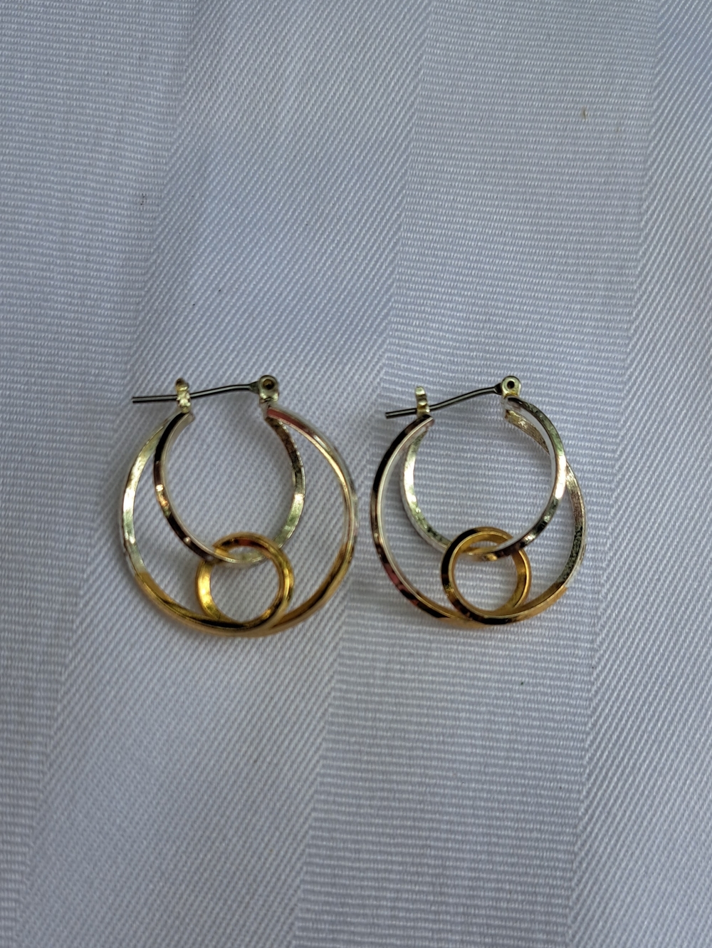 Gold Two-Tone Hoop Drop Earrings